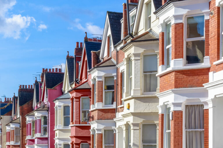 Colourful row of terraced houses